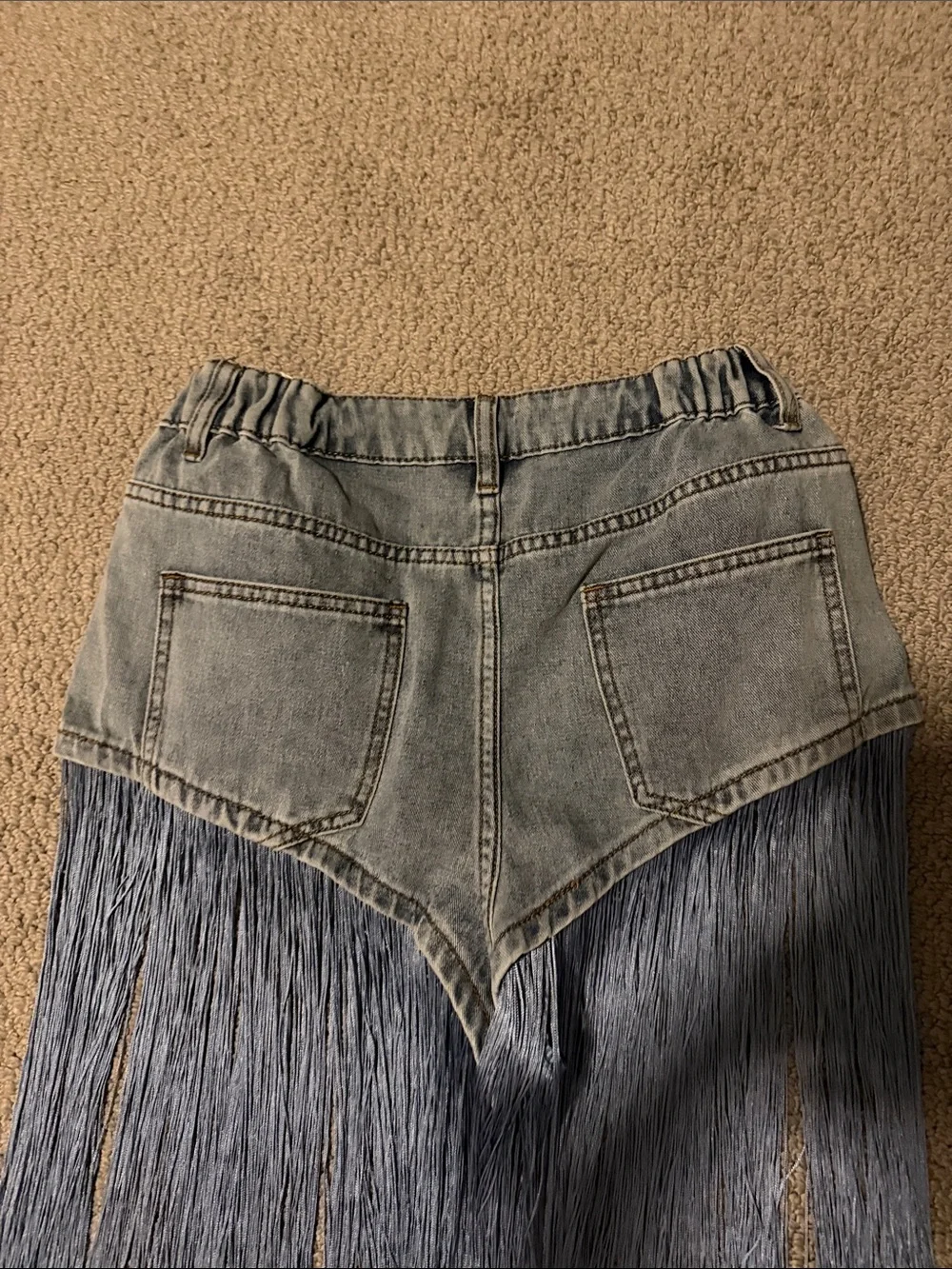 Fringe-Trim Light Blue Women's Jeans